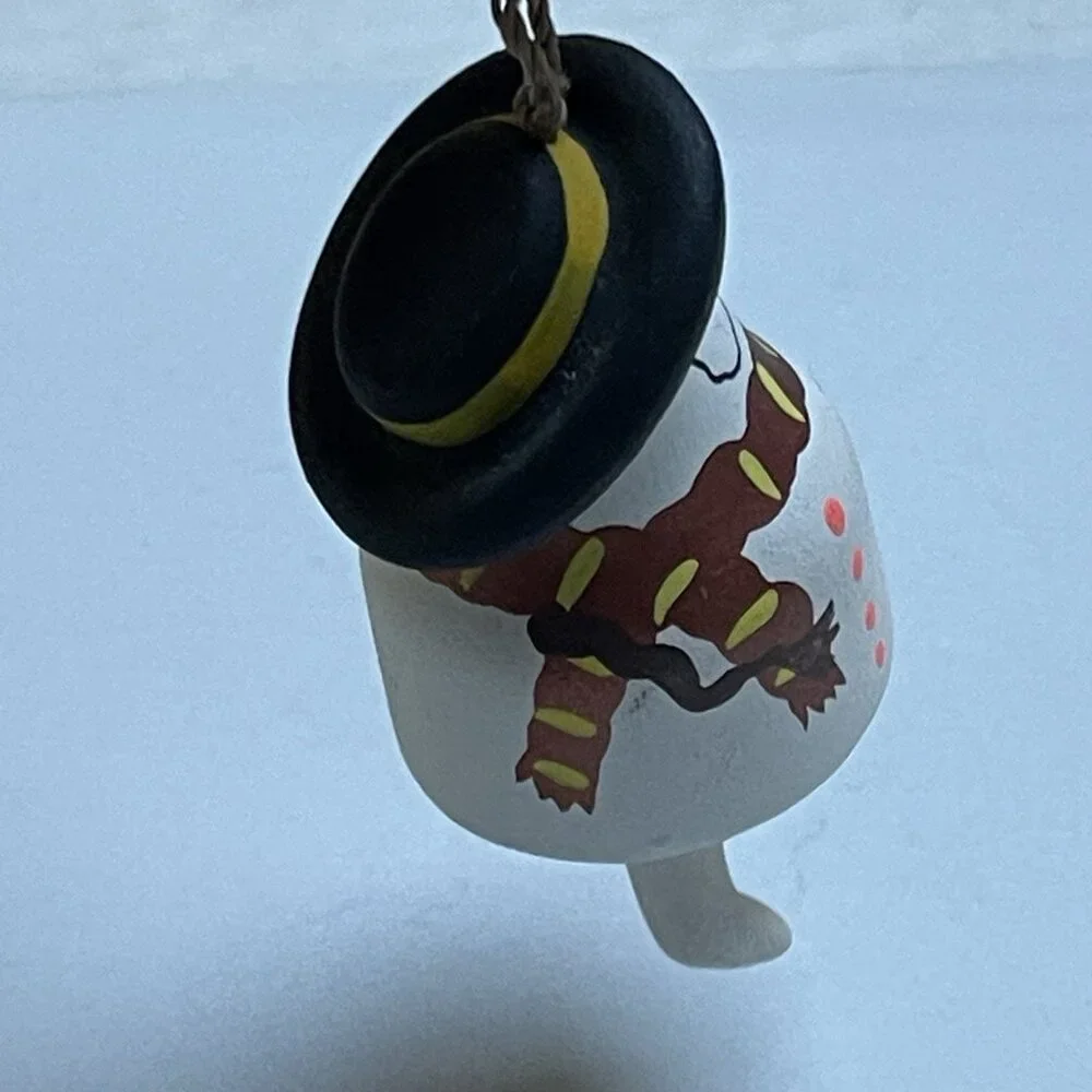 Ceramic Snowman‎ Dangle Legs Hanging Christmas Tree Ornament Scarf Black Hat